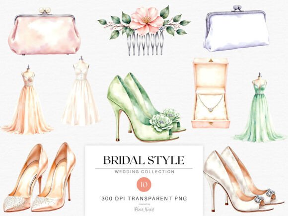 Download Watercolor Vintage Wedding Bridal Style - Premium Resources