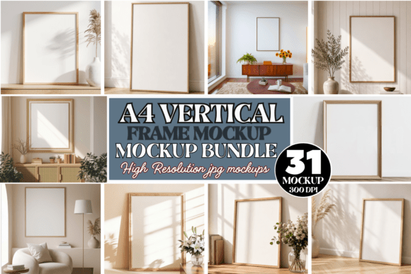 Download A4 Vertical Frame Mockup Bundle - Frame mockup Collection