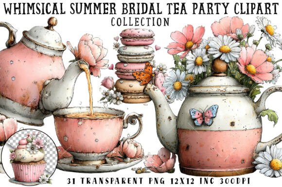 Download Whimsical Summer Bridal Tea Party Clipar - Premium Resources